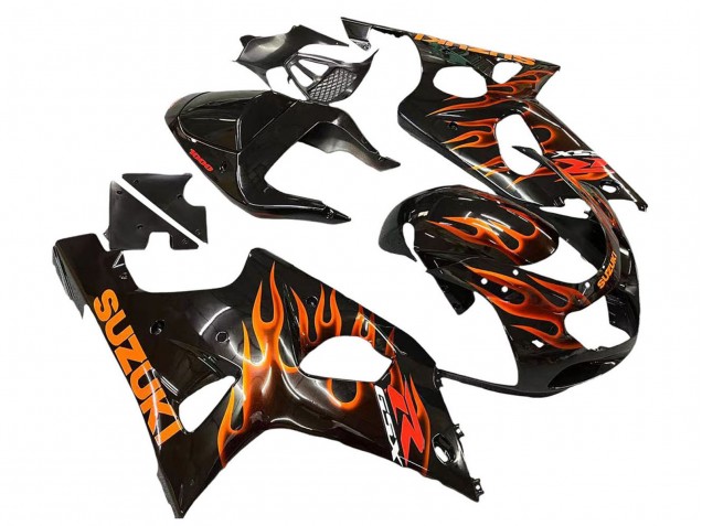 Online Negro Brillante Naranja Llama Carenado Moto Suzuki GSXR1000 2000-2002