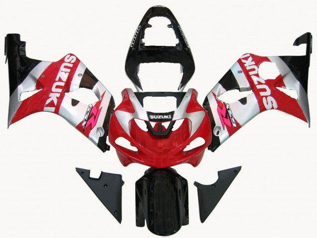 Online Rojo Plata Blanco Negro Carenado Moto Suzuki GSXR1000 2000-2002