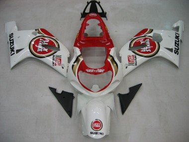 Online Blanco Rojo Lucky Strike Carenado Moto Suzuki GSXR1000 2000-2002