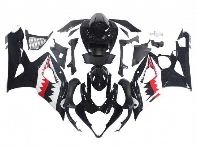 Online Negro Brillante Rojo Blanco Tiburón Carenado Moto Suzuki GSXR 1000 2005-2006