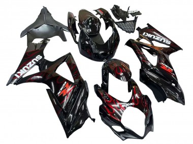 Online Negro Rojo Llama Carenado Moto Suzuki GSXR 1000 2007-2008