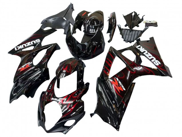 Online Negro Rojo Llama Carenado Moto Suzuki GSXR 1000 2007-2008