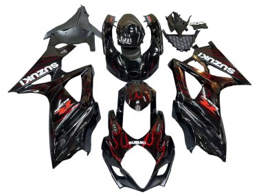 Online Negro Rojo Llama Carenado Moto Suzuki GSXR 1000 2007-2008