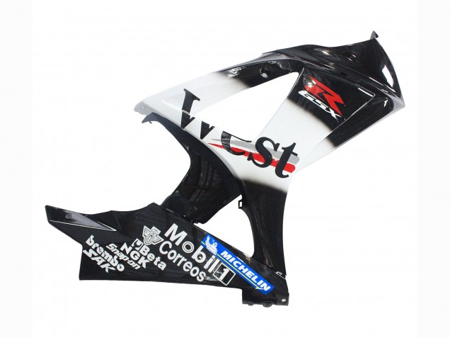 Online Negro Brillante Blanco West Carenado Moto Suzuki GSXR 1000 2007-2008