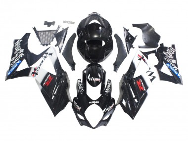 Online Negro Brillante Blanco West Carenado Moto Suzuki GSXR 1000 2007-2008