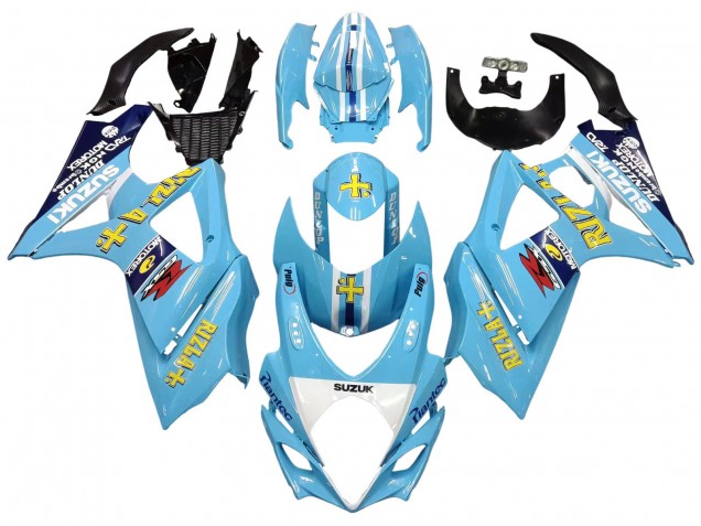 Online Azul Claro Amarillo Negro Motul Rizla Carenado Moto Suzuki GSXR 1000 2007-2008