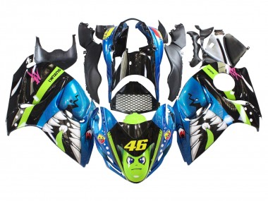 Online Carenados Moto Suzuki GSXR 1300 Hayabusa 2008-2020 - Azul Verde Negro Tiburón 46