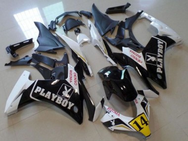 Online Blanco Amarillo Negro Brillante Playboy 14 Carenado Moto Honda CBR500R 2013-2015