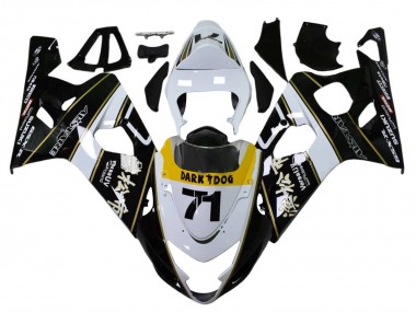 Online Blanco Negro Amarillo Dark Dog 71 Carenado Moto Suzuki GSXR 600 / GSXR 750 2004-2005