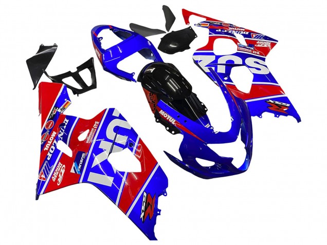 Online Azul Rojo Negro Motul Dunlop Carenado Moto Suzuki GSXR 600 / GSXR 750 2004-2005