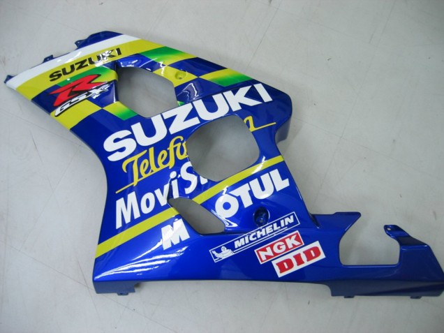 Online Azul Blanco Amarillo Verde Telefonica Motul MoviStar Carenados Moto Suzuki GSXR 600 / GSXR 750 2004-2005