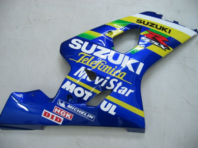 Online Azul Blanco Amarillo Verde Telefonica Motul MoviStar Carenados Moto Suzuki GSXR 600 / GSXR 750 2004-2005