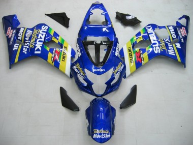 Online Azul Blanco Amarillo Verde Telefonica Motul MoviStar Carenados Moto Suzuki GSXR 600 / GSXR 750 2004-2005