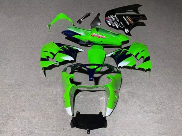Online Verde Blanco Negro Brillante Carenados Moto Kawasaki ZX9R 2000-2001