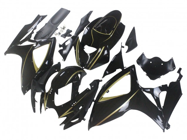 Online Negro Brillante Oro Raya Carenado Moto Suzuki GSXR 600 / GSXR 750 2006-2007