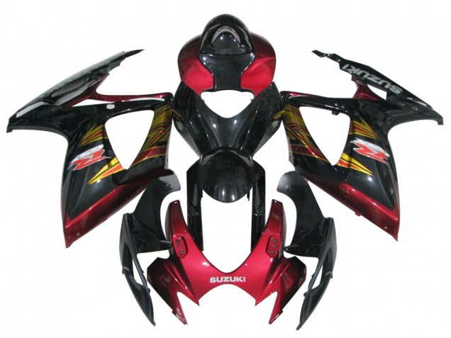 Online Negro Brillante Rojo Oro Carenados Moto Suzuki GSXR 600 / GSXR 750 2006-2007