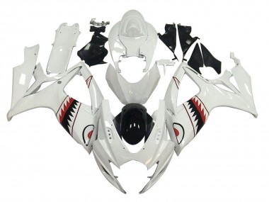 Online Blanco Rojo Negro Tiburón Carenado Moto Suzuki GSXR 600 / GSXR 750 2006-2007