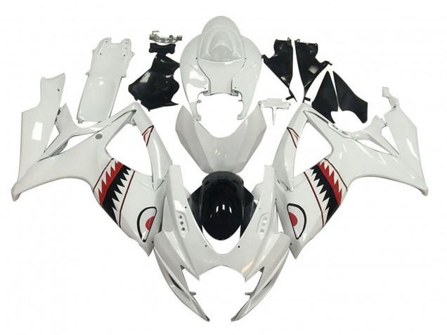 Online Blanco Rojo Negro Tiburón Carenado Moto Suzuki GSXR 600 / GSXR 750 2006-2007
