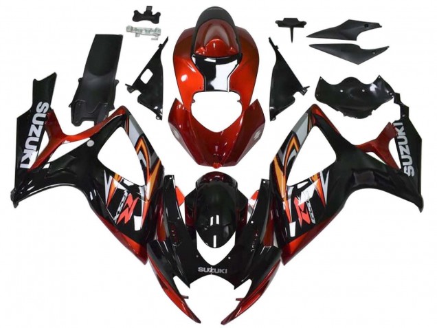 Online Rojo Negro Brillante Naranja Carenado Moto Suzuki GSXR 600 / GSXR 750 2006-2007