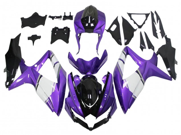 Online Púrpura Blanco Negro Brillante Carenado Moto Suzuki GSXR 600 / GSXR 750 2008-2010