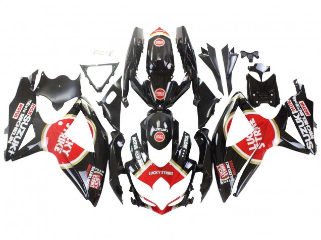 Online Negro Brillante Rojo Blanco Motul Lucky Strike Carenado Moto Suzuki GSXR 600 / GSXR 750 2008-2010