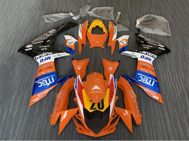 Online Naranja Azul Blanco Negro ITEC Carenado Moto Suzuki GSXR 600 / GSXR 750 2008-2010
