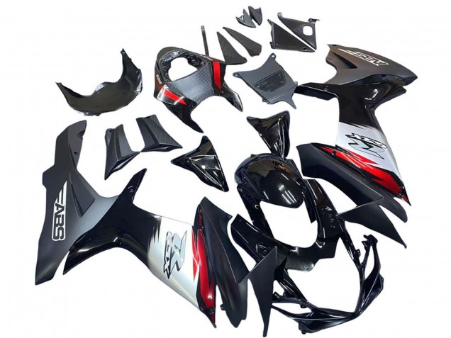 Online Negro Brillante Falsificado FibraCarbono Plata Rojo Carenado Moto Suzuki GSXR 600 / GSXR 750 2011-2024