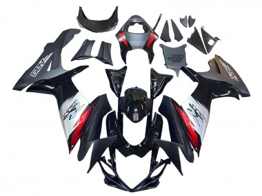 Online Negro Brillante Falsificado FibraCarbono Plata Rojo Carenado Moto Suzuki GSXR 600 / GSXR 750 2011-2024