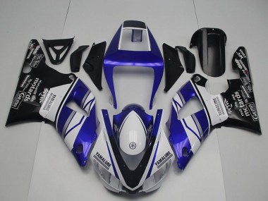 Online Azul Blanco Negro Brillante Yamalube Motards Carenado Moto Yamaha YZF R1 1998-1999