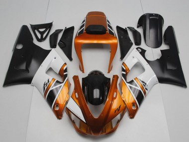Online Naranja Oro Gris Blanco Negro Carenado Moto Yamaha YZF R1 1998-1999
