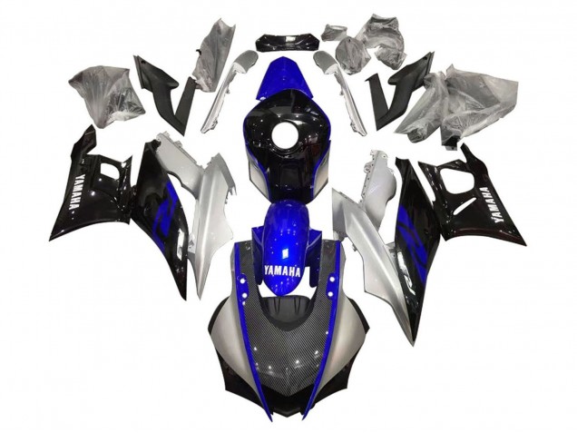 Online Plata Azul Negro FibraCarbono Estilo Carenado Moto Yamaha YZF R3/R25 2019-2021
