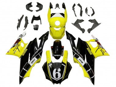 Online Amarillo Blanco Negro Lenovo 6 Carenado Moto Yamaha YZF R3/R25 2022-2024