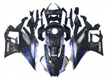 Online Marble Negro Plata Azul Falsificado FibraCarbono Estilo Carenado Moto Yamaha YZF R3/R25 2022-2024