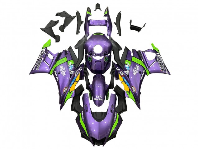Online Púrpura Verde Amarillo Trick Star EVA Racing 21 Carenado Moto Yamaha YZF R3/R25 2022-2024