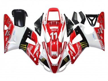 Online Rojo Blanco Negro Amarillo Monstruo Milwaukee MAXXIS 11 Carenado Moto Yamaha YZF 1000 R1 1998-1999