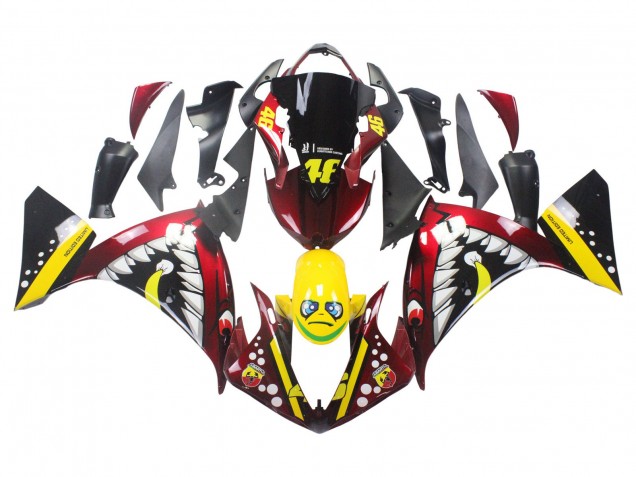 Online Rojo Amarillo Negro Tiburón 46 Carenado Moto Yamaha YZF 1000 R1 2009-2011
