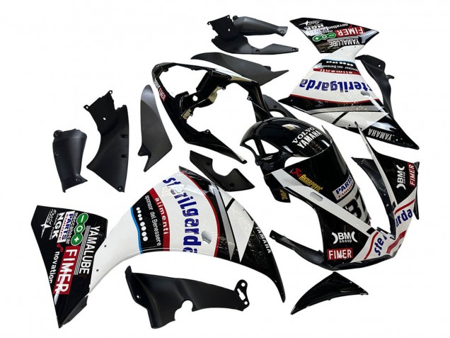 Online Negro Brillante Blanco Rojo Volvo Fimer Yamalube 87 Carenado Moto Yamaha YZF 1000 R1 2009-2011