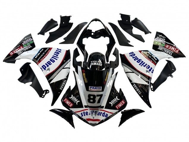 Online Negro Brillante Blanco Rojo Volvo Fimer Yamalube 87 Carenado Moto Yamaha YZF 1000 R1 2009-2011