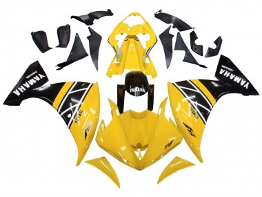 Online Amarillo Blanco Negro Raya Kits Carenados Moto Yamaha YZF 1000 R1 2009-2011