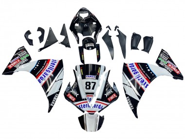 Online Negro Brillante Blanco Rojo Fimer Yamalube Sterilgarda 87 Carenado Moto Yamaha YZF 1000 R1 2012-2014