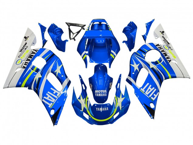 Online Blanco Azul Neon Amarillo Fiat Motul Michelin Carenado Moto Yamaha YZF 600 R6 1998-2002