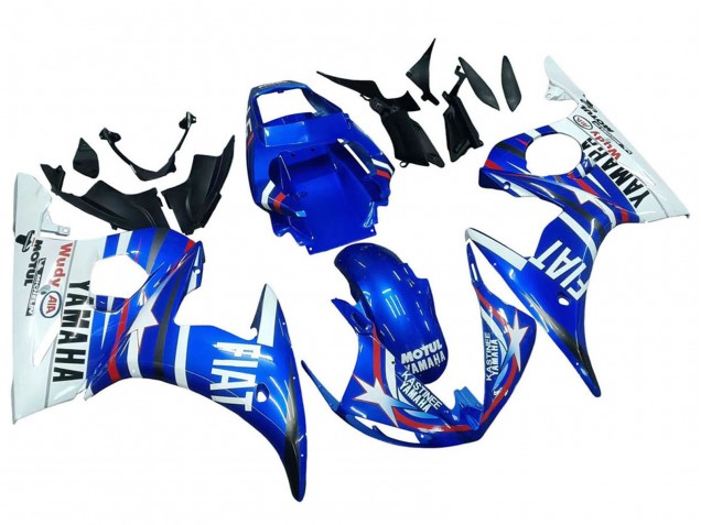 Online Blanco Azul Fiat Motul Kastinee Carenado Moto Yamaha YZF R6 2003-2004