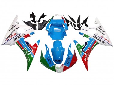 Online Blanco Azul Verde Rojo Kastinee Dunlop Motul Carenado Moto Yamaha YZF R6 2003-2004