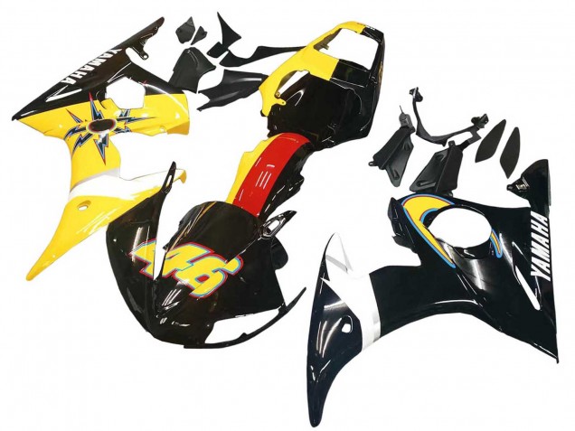 Online Amarillo Rojo Negro Brillante 46 Carenado Moto Yamaha YZF R6 2003-2004