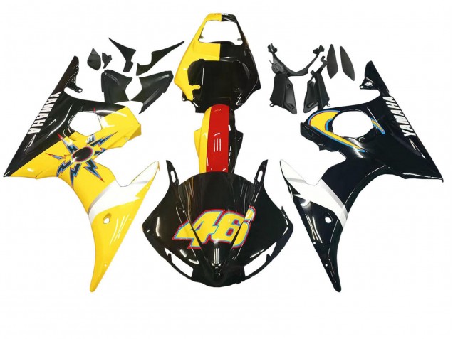 Online Amarillo Rojo Negro Brillante 46 Carenado Moto Yamaha YZF R6S 2006-2009