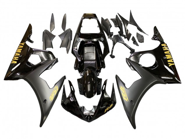 Online Negro Brillante Negro Mate Oro Calcomanías Carenado Moto Yamaha YZF R6S 2006-2009