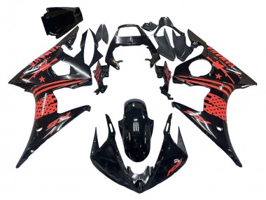 Online Negro Brillante Rojo Carenados Moto Yamaha YZF R6S 2006-2009
