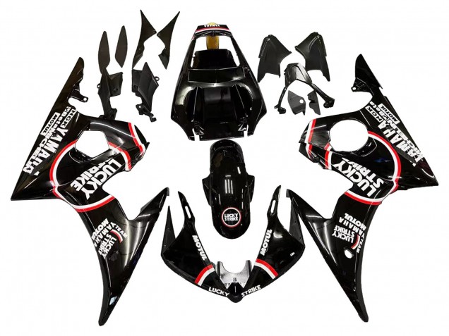 Online Negro Brillante Rojo Blanco Lucky Strike Motul Carenado Moto Yamaha YZF R6S 2006-2009