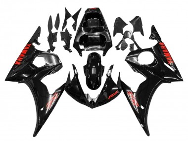 Online Negro Brillante Rojo Carenado Moto Yamaha YZF R6 2003-2004