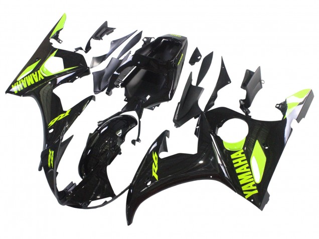 Online Negro Brillante Neon Amarillo Carenado Moto Yamaha YZF R6S 2006-2009